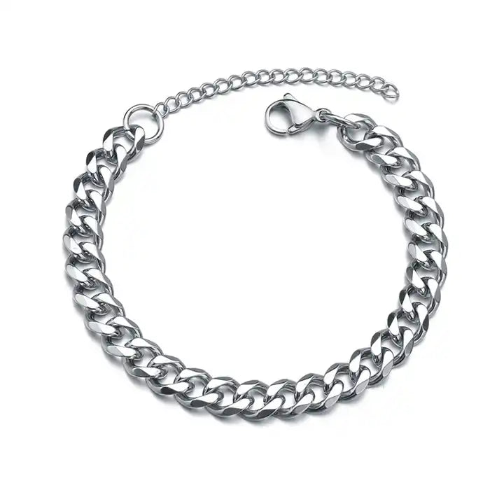 ett stålarmband i silver plätering
